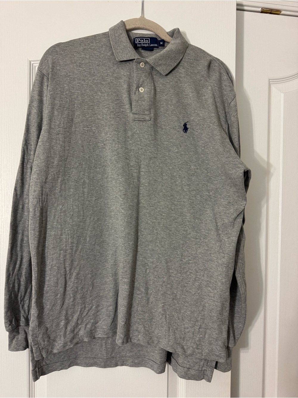 Polo by Ralph Lauren Men’s Long-Sleeve Polo in Grey with Navy Pony